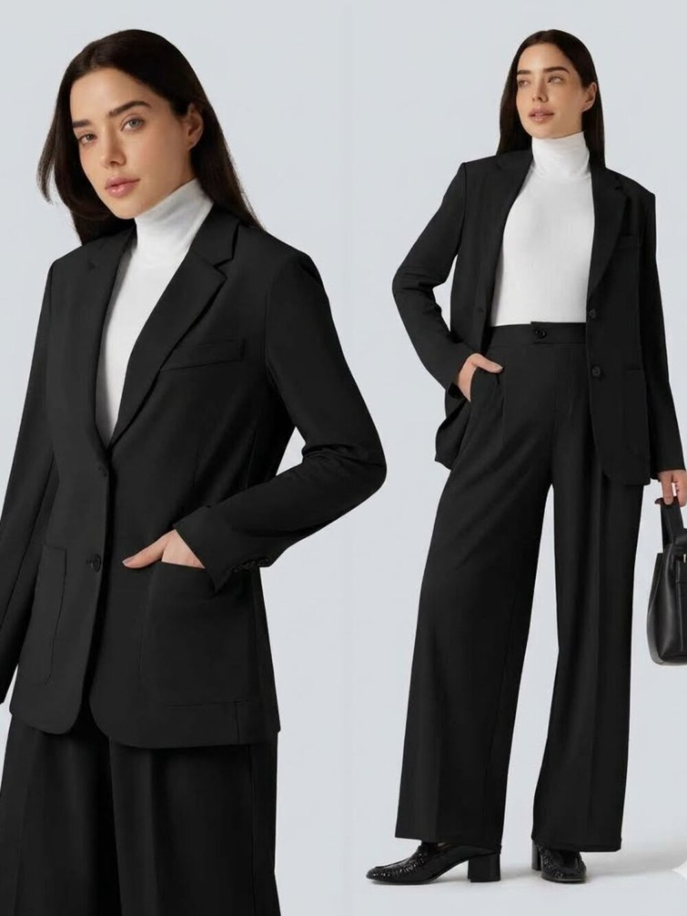 Halara Medium Black Flex Suit Notched Collar Long Sleeve Work Blazer 50% off